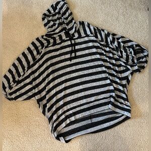 Livi Active Black and Gray Striped Hoodie